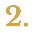 Zlatna brojka dva na bijeloj pozadini, elegantan numerički simbol za vjenčane tablice ili brojanje stranica